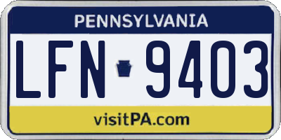 PA license plate LFN9403