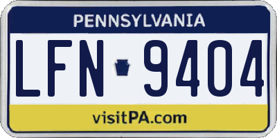 PA license plate LFN9404