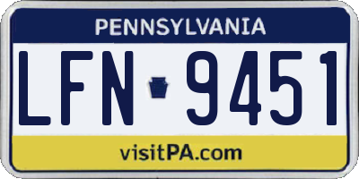PA license plate LFN9451