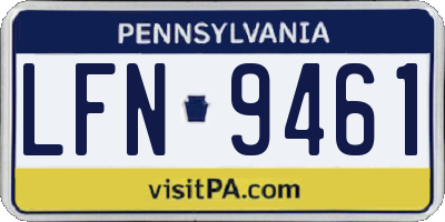 PA license plate LFN9461