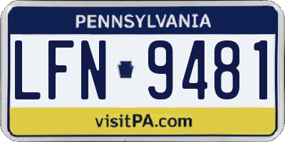 PA license plate LFN9481
