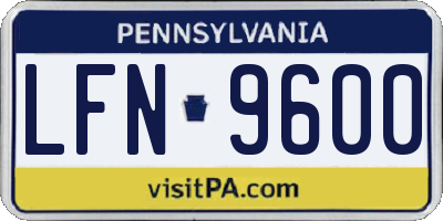PA license plate LFN9600