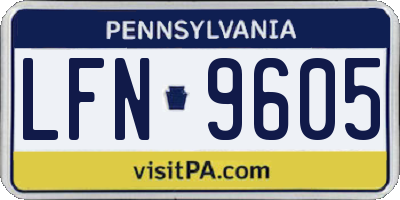 PA license plate LFN9605