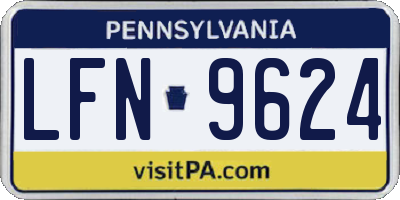 PA license plate LFN9624