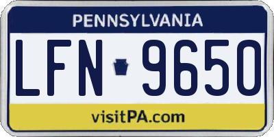 PA license plate LFN9650