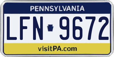 PA license plate LFN9672