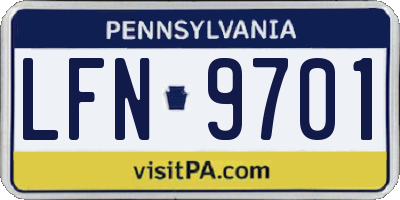PA license plate LFN9701