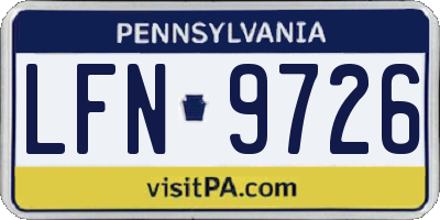 PA license plate LFN9726