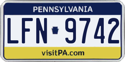 PA license plate LFN9742