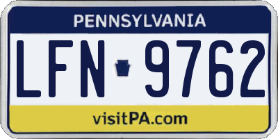 PA license plate LFN9762