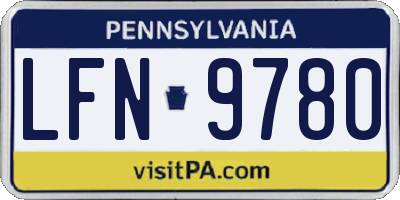 PA license plate LFN9780