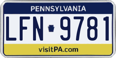 PA license plate LFN9781