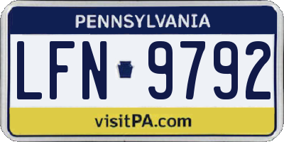 PA license plate LFN9792
