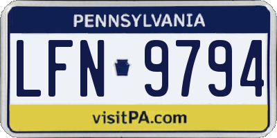 PA license plate LFN9794