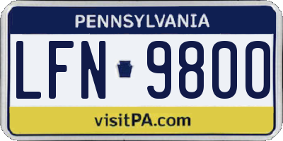 PA license plate LFN9800