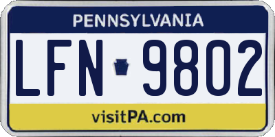 PA license plate LFN9802