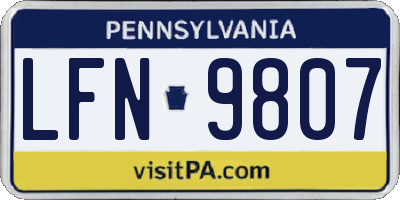 PA license plate LFN9807