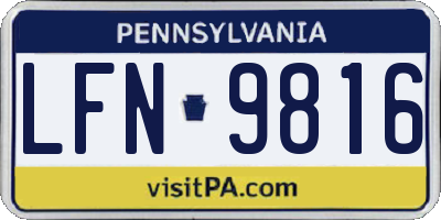 PA license plate LFN9816