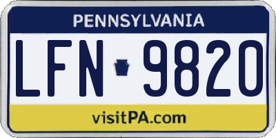 PA license plate LFN9820