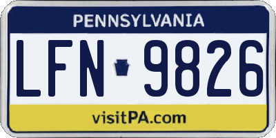 PA license plate LFN9826