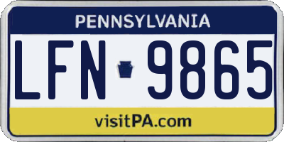 PA license plate LFN9865