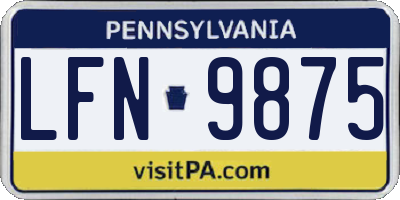 PA license plate LFN9875