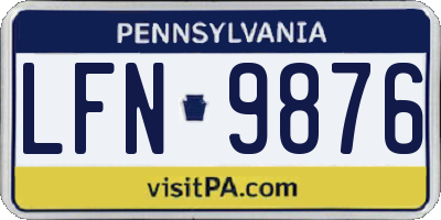 PA license plate LFN9876