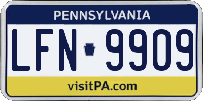 PA license plate LFN9909
