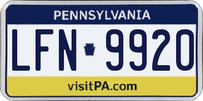 PA license plate LFN9920