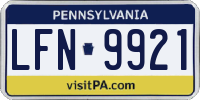 PA license plate LFN9921
