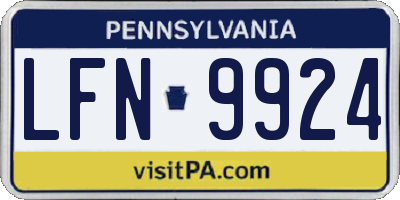 PA license plate LFN9924
