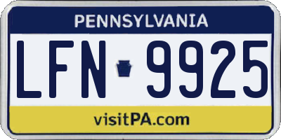 PA license plate LFN9925