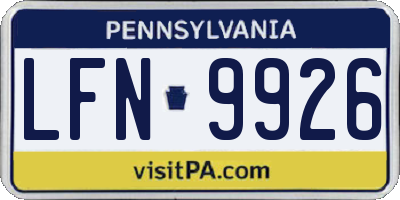 PA license plate LFN9926