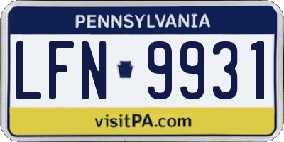PA license plate LFN9931