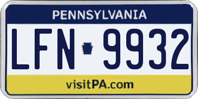 PA license plate LFN9932