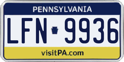 PA license plate LFN9936