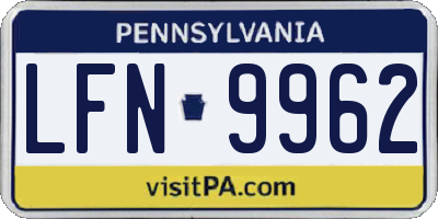 PA license plate LFN9962