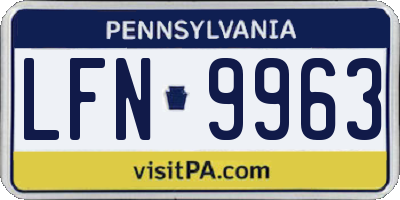 PA license plate LFN9963