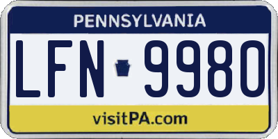 PA license plate LFN9980