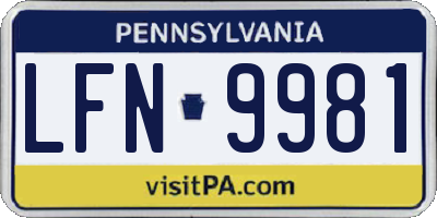 PA license plate LFN9981