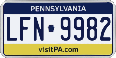 PA license plate LFN9982
