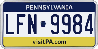 PA license plate LFN9984