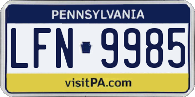 PA license plate LFN9985