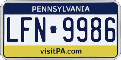 PA license plate LFN9986