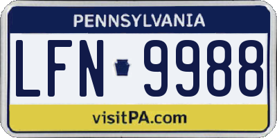 PA license plate LFN9988