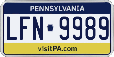 PA license plate LFN9989
