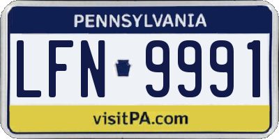 PA license plate LFN9991