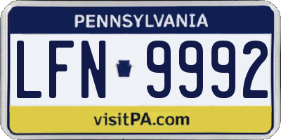 PA license plate LFN9992