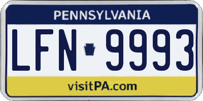 PA license plate LFN9993
