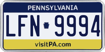 PA license plate LFN9994